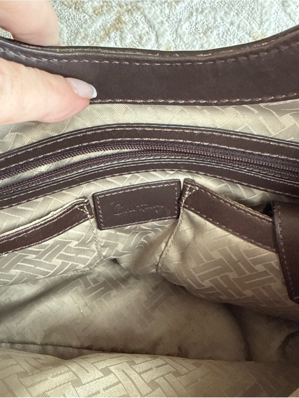 Cole Haan Woven Leather Shoulder Bag - Dark Brown - Picture 8 of 11